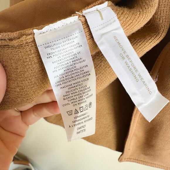 Ann Taylor Camel Tan Multimedia Suede + Knit Collared Moto Jacket Large - Picture 7 of 11